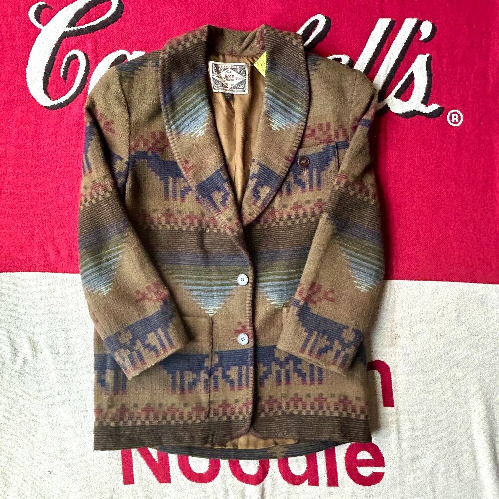 Vintage 90s Express Deer Aztec SouthWestern Blazer Jacket